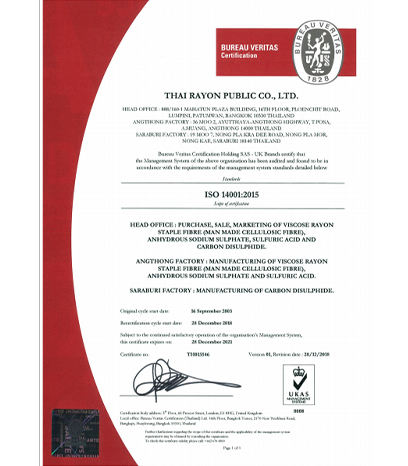 ISO 9001:2015 Thai Rayon PLC