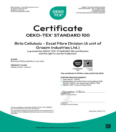 Grasim BC, Kharach Excel OekoTex 100 Certificate June'2025